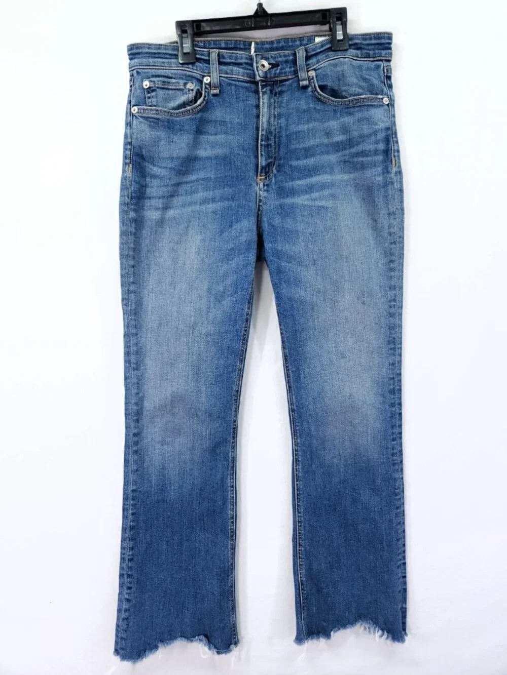 Rag & Bone Frayed Crop Distressed Hem Straight Jeans Size 29 (Actual 31x27)
